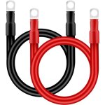 C�ble batterie voiture - mhy� - 35mm� - 50 cm - 2awg - 12v - m10 cosses � ?illets - rouge et noir - 2 ...