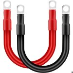 C�ble batterie voiture - pzcc - 35mm� - 30 cm - 2awg - 12v - m10 cosses � ?illets - rouge et noir - 2 ...