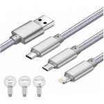 Cable de charge resistant 1 mtre triple embout chargeur pour apple huawei samsung couleur argent - marque ...