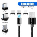 C�ble de charge - zisonix - 2m - 3 en 1 - micro usb et type c - chargeur magn�tique
