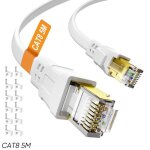 C�ble ethernet cat 8 5m c�ble r�seau 40gbps 2000mhz plat stp rj45 lan pour routeur modem switch