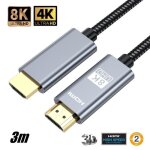 C�ble hdmi 2. 1 - hautstore - 3m - 8k 60hz - ultra hd - earc hdr