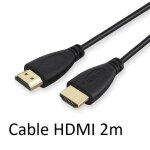 Cable hdmi male 2m pour wii u console gold 3d full hd 4k television ecran 1080p rallonge