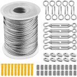 Cable inox kit cable acier gain 2mm + piton  visser + tendeur cable inox serre + vis cable acier pvc ...