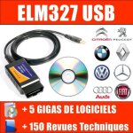 C�ble interface elm 327 obd2 ii usb v1. 5 diagnostique auto multimarques autocom delphi vag com vcds