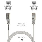 C�ble rj45 ethernet r�seau cat 6 ftp 33010 blind� 250mhz conducteur 100% cuivre longueur 1m gris