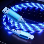 Cble tlphoneled lumineux coulant lueur usb chargeur type c cble pour samsung s9 pour huawei note ...