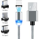 Cble usb magntique 3 en 1 rapide chargeur daimant charge de donnes cble de tlphone portable pour ...