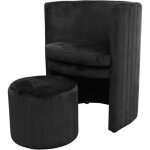Cabrio fauteuil cabriolet - velours noir - l 60 x p 57 x h 76 cm
