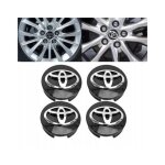 Cache moyeu centre roue 62mm toyota noir logo enjoliveur lot de 4 caches