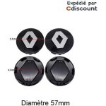 Caches moyeux renault - centres de roues x 4 - diamètre 57 mm pour jantes - noir Caches moyeux renault - centres de roues x 4 - diamètre 57 mm pour jantes - noir
