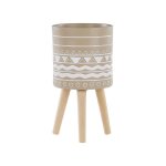 Cache - pot beige avec pieds en bois d 25 cm milina