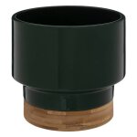 Cache - pot le collectionneur en c�ramique & bambou h16cm vert fonc� - atmosphera createur dinterieur ...