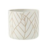 Cache pot en céramique blanc et or - j - line - hauteur 17 cm - diamètre 19 cm Cache pot en céramique blanc et or - j - line - hauteur 17 cm - diamètre 19 cm