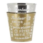 Cache - pot cylindrique en mtal laqu dor et argent - aubry gaspard - amour  13 cm