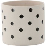 Cache pot en grs sane 18x17cm blanc et noir