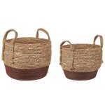 Cache - pot dintérieur - beliani - ensemble de 2 paniers en herbier marin - rond - deux couleurs - 30 ... Cache - pot dintérieur - beliani - ensemble de 2 paniers en herbier marin - rond - deux couleurs - 30 ...