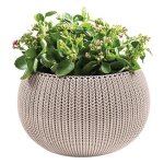 Cache pot tricote s beige