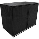 Cache poubelle abri pour poubelle double en rsine tresse noir 148 * 80 * 111 cm