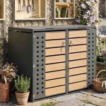 Cache - poubelle double 132�80�118. 5cm - couvercle hydraulique - design losange & verrouillable - acier ...