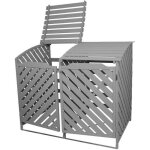 Cache poubelle double en bois 2 x 240l gris crus rangement extrieur jardin