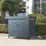 Cache poubelle extrieur - en. casa - acier galvanis - 122 x 132 x 80 cm - gris