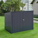 Cache poubelle extérieur en. casa - acier galvanisé - toit rabattable - 2 poubelles 240l - gris foncé ... Cache poubelle extérieur en. casa - acier galvanisé - toit rabattable - 2 poubelles 240l - gris foncé ...
