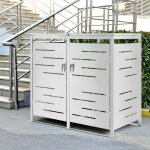 Cache poubelle extrieur - en. casa - fahrenwalde - acier inoxydable - gris - 116 x 132 x 80 cm