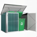 Cache poubelle ext�rieur - outsunny - pour 2 poubelles porte verrouillable couvercle pneumatique - acier ...