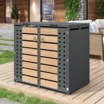 Cache poubelles de jardin pour 2 poubelles standard - couvercle � rabat - 2 portes verrouillables m�tal ...