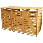 Cache poubelle triple en bois � portes verrouillables abris poubelles de jardin pour entreposage de 3 ...