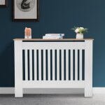 Cache - radiateur en bois - utilisation pour maison - mdf - 112 x 19 x 81. 5cm - blanc