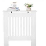 Cache - radiateur chauffage moderne 78 x 19 x 81. 5cm blanc en bois mdf pour salon chambre