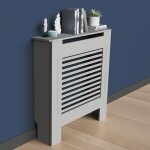 Cache radiateur gris bois - grille couvercle radiateur maison de chauffage en mdf - 78x19x92cm horizontal ...