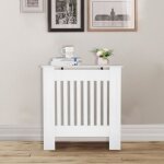 Cache radiateur en mdf rayure verticale protection radiateur - s - 78 x 19 x 815 cm - blanc