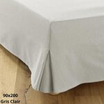 Cache sommier 90x200 gris ? dahlica ? 4 cts de 30 cm ? qualit htelire