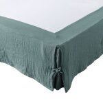 Cache - sommier - gaia - 160x200 cm - gaze de coton - coloris canard - hauteur de jupe 30 cm