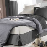 Cache sommier nouettes 90 x 190 cm panama polycoton sommina anthracite