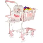 Caddie de supermarch� - de cuevas toys - 52179 - rose et blanc - 12 fruits jouets - panier amovible
