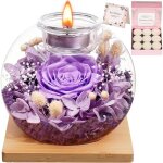 Cadeaux pour femme - d�me en verre - rose �ternelle - avec 18 bougies parfum�es (9 vanille 9 lavandes) ...