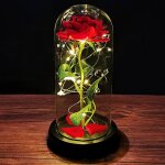 Cadeau femme rose eternelle sous cloche cadeau fete des grand mere la belle et la b�te rose d�me en verre ...