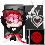Cadeau femme rose cadeaux de no�l pour femme - collier bo�te cadeau bijoux rose idee fleur pour maman ...