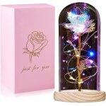 Cadeau fete des meres cadeau femme maman rose eternelle sous cloche rose fleur artificielle avec lumires ...