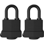 Cadenas - antivol - laiton �tanche - 2 pi�ces - 4 cl�s - noir