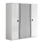 Cadiry - armoire 4 portes avec miroir blanche srigraphie