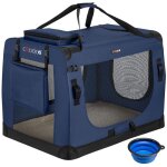 Cadoca cage de transport xl bleu pour animaux chien chat rongeur pliable