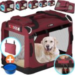 Cadoca cage de transport xl rouge pour animaux chien chat rongeur respirant pliable sac de transport ...