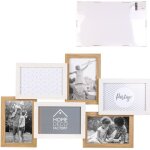 Cadre photo - home deco factory - pele mele 6 vues - bois - blanc