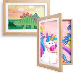 Cadre dessin enfant - cadre dessin enfant � changer - cadre photo a4 - mdf - couleur bois - 2pcs - double ...