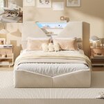 Cadre de lit 140x190 avec led sommier t�te de lit - espace de rangement lit coffre � lattes lit double ...